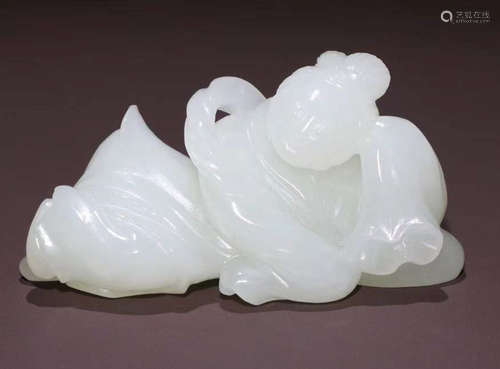 HETIAN JADE SEED CARVED FIGURE PENDANT