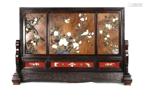 ZITAN&HUANGHUALI WOOD CARVED SCREEN