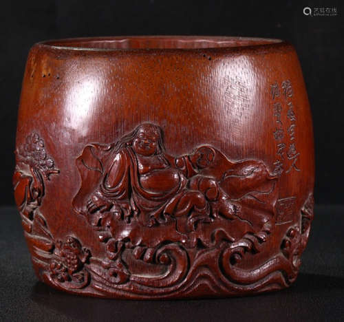 BAMBOO CARVED TEA CADDY