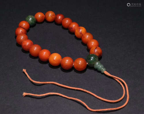 AMBER STRING BRACELET WITH 18 BEADS