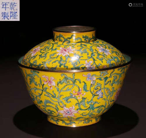 ENAMELED GLAZE CARVED FLORAL PATTERN BOWL