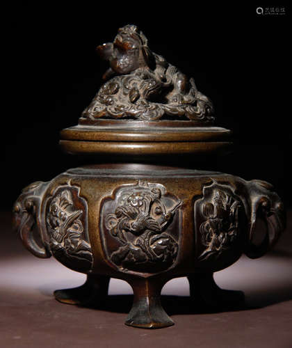 COPPER CAST LION CENSER