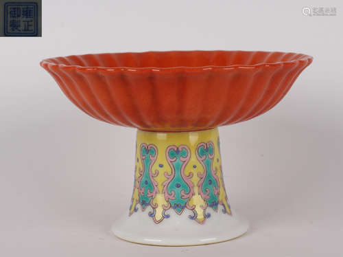 ALUM RED GLAZE STEM BOWL