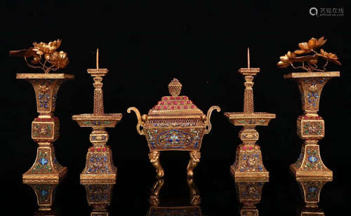 SET OF GILT SILVER CAST CONTAINERS