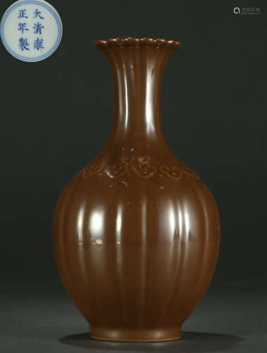 YONGZHENG MARK BROWN GLAZE VASE