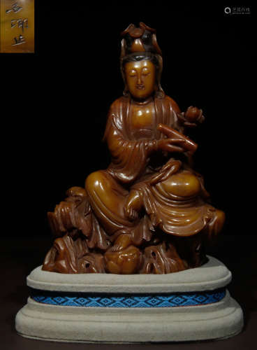 TIANHUANG STONE CARVED GUANYIN BUDDHA STATUE