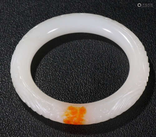 XINJIANG HETIAN JADE SEED CARVED BANGLE