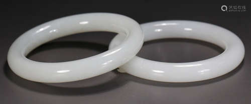 PAIR OF HETIAN JADE CARVED BANGLE