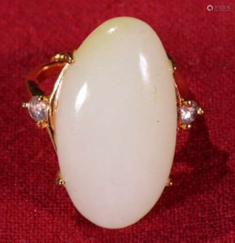 XINJIANG HETIAN JADE SEED&GILT SILVER RING