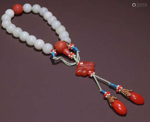 HETIAN JADE STRING BRACELET WITH 18 BEADS