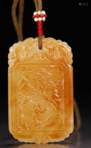 HETIAN JADE CARVED LANDSCAPE PATTERN TABLET