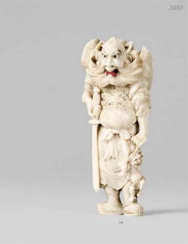 A large and impressive ivory netsuke of Shoki. 19th century