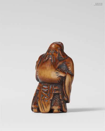 A boxwood netsuke of Kan’u. Early 19th century