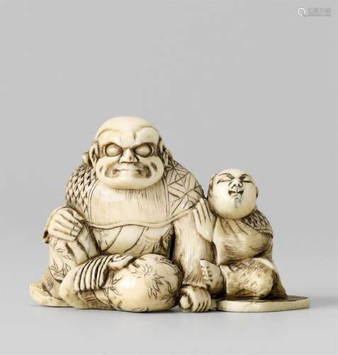 A very large okimono-type netsuke of a foreigner. Around 180...