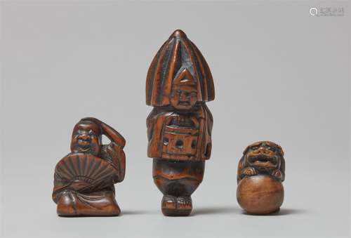 Three boxwood netsuke. 19th century