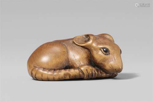 A boxwood netsuke of a large rat. Second half 19th century