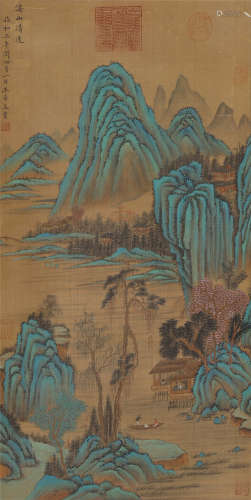 A CHINESE PAINTING GREEN MOUNTAINS