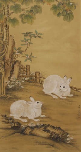 A CHINESE PAINTING RABBITS