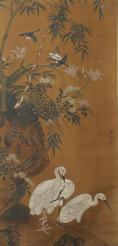 A CHINESE PAINTING BIRDS AND FLOWERS