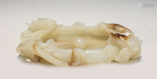 A CHINESE JADE CARVED DRAGON SHAPED BRUSH WASHER