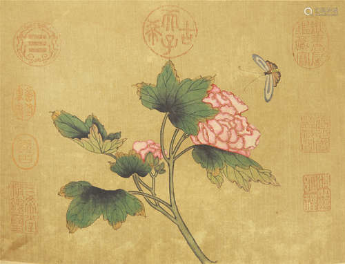 A CHINESE PAINTING BUTTERFLY AND FLOWERS