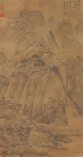 A CHINESE PAINTING MOUNTAINS LANDSCAPE