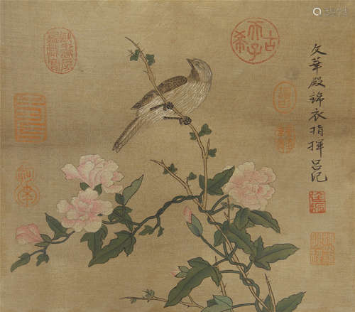 A CHINESE PAINTING BIRD AND FLOWERS