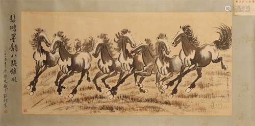 A CHINESE PAINTING EIGHT FINE HORSES