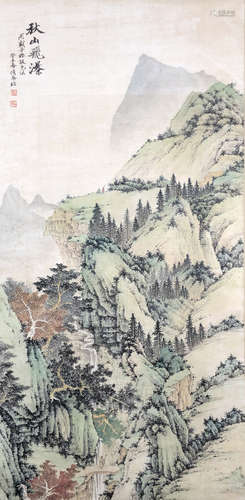 A CHINESE PAINTING QIUSHAN MOUNTAINS LANDSCAPE