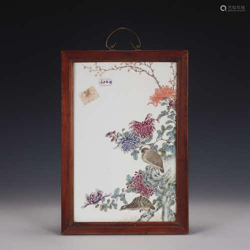 A CHINESE FAMILLE ROSE PORCELAIN PANEL PAINTING