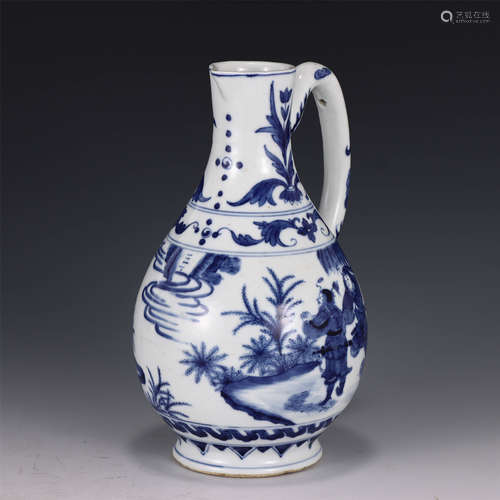 A CHINESE BLUE AND WHITE PORCELAIN POT