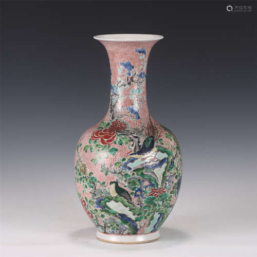 A CHINESE WUCAI PORCELAIN VIEWS VASE