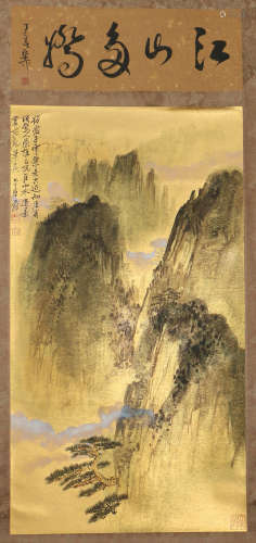 A CHINESE PAINTING MOUNTAINS LANDSCAPE