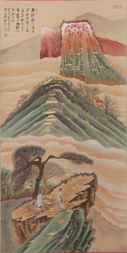 A CHINESE PAINTING MOUNTAINS LANDSCAPE