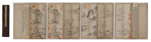 A CHINESE ALBUM OF PAINTING PALACE AND CALLIGRAPHY