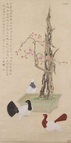 A CHINESE PAINTING BIRDS AND FLOWERS