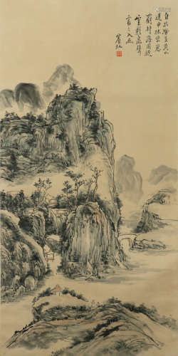 A CHINESE PAINTING MOUNTAINS LANDSCAPE