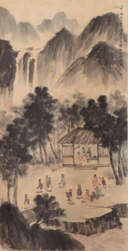 A CHINESE PAINTING FIGUERS STORY IN MOUNTAINS