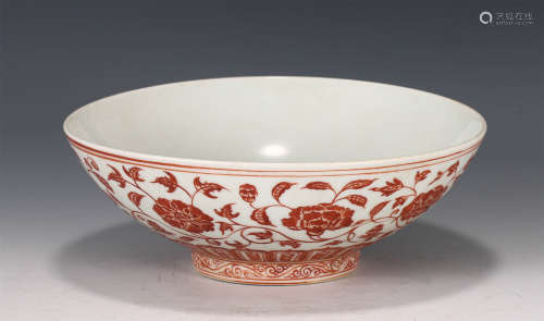 A CHINESE COPPER RED PORCELAIN BOWL