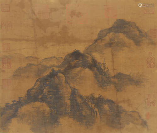 A CHINESE PAINTING MOUNTAINS LANDSCAPE