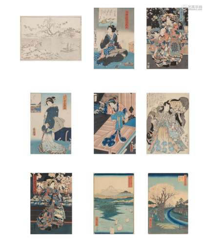 Nine Japanese Woodblock Prints