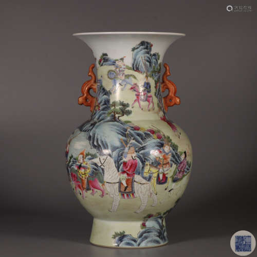 Famille Vase with Figure and Story and the Fortune Ears