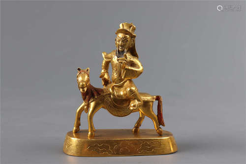 Guan Gong Made Statues on Horseback with Gilded Bronze