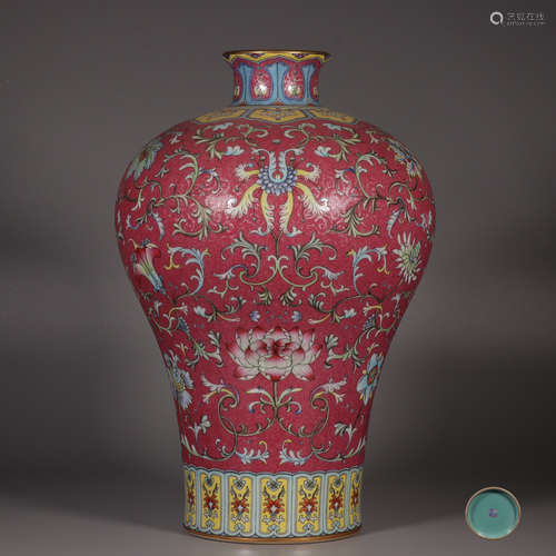 The Plum Bottle with Red Bottom and Branch Lotus