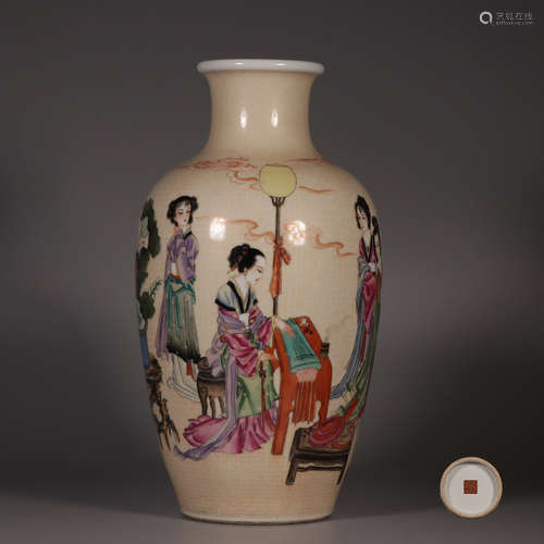 Famille Vase With Figure and Story