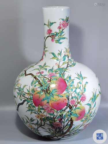 Famille Bottle with Peach Branch