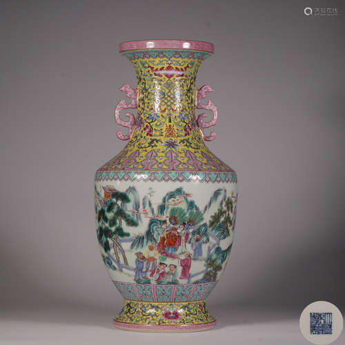 Famille Vase with Figure and Story