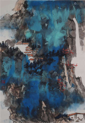 The Picture of Splash-color Landscape Painted by Zhang Daqia...