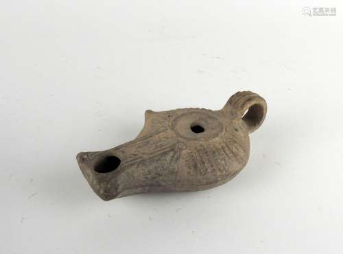 海豚形天鹅颈共和多油灯陶器11.5厘米旧修复体罗马时期公元前1世纪...