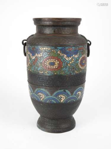 景泰蓝铜花瓶。中国.XIXès.H:33cm.